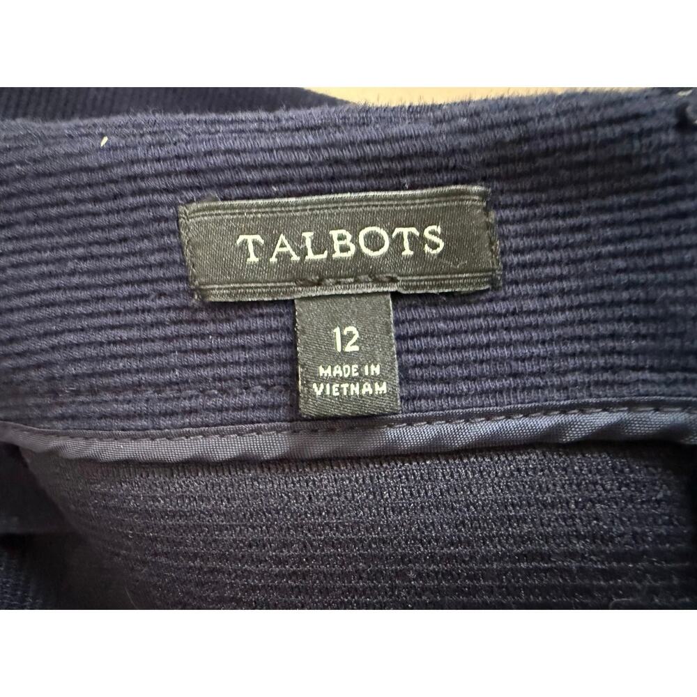 Talbots Navy Textured Cotton Blend Skirt Womens Size 12 Coastal Office Capsule - Picture 4 of 5